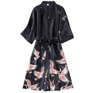 Black Swan Design Silk Robe